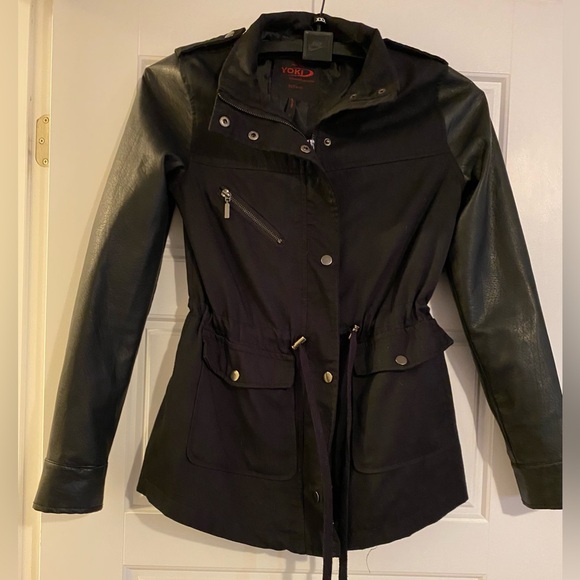 Yoki utility black faux leather arms jacket small - Picture 2 of 9